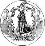 The official seal of the U.S. state of Massachusetts in 1889.