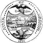 The official seal of the U.S. state of Oregon in 1889.
