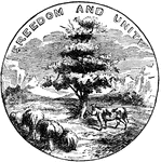 The official seal of the U.S. state of Vermont in 1889.