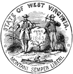 The official seal of the U.S. state of West Virginia in 1889.