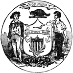 The official seal of the U.S. state of Wisconsin in 1889.