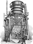 This illustration shows the machine used to compress cotton.