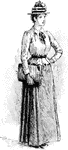 A woman standing, holding a folder.