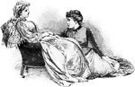 Two lounging women having conversation.