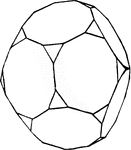 A regular dyocaetriacontahedron formed by cutting off the faces of a regular dodecahedron parallel to those of the coxial icosahedron so as to leave the former decagons.