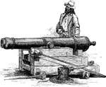 A large cannon placed on naval ships during the American Revolution.