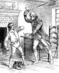 A British Officer striking a young rebel.