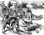 The defeat of the American Dragoons. A dragoon is a soldier trained to fight on foot, but use horseback as transportation.