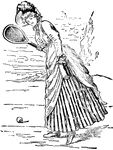 A well-dressed woman playing tennis.