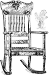 A rocking chair with a high back.