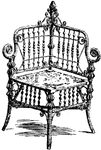 A parlor or corner chair made out of reed.