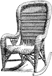 A large comfort rocker made out of reed.