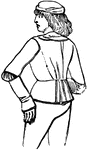 An outer body garment such as was worn by men from about the end of te fifteenth until about the middle of the seventeenth century.