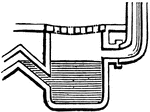 A contrivance to prevent the escape of foul air from drains, while allowing the passage of water into them.