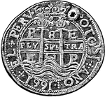 A silver coin of spain.
