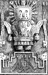 Enlarged drawing of the bas-relief on the broken doorway. Details that show Tiahuanacu existed.