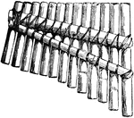 A primative musical instrument consisting of a graduated series of tubes of cane, wood, metal, or stone, closed at the lower end.