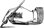 Another view of the correct position to hold a pen.