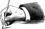 An incorrect way to hold a pen. The result of dropping the hand too heavily upon the wrist and allowing it to roll to one side.