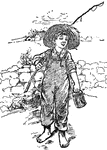A scene from the nursery rhyme, "The Barefoot Boy."