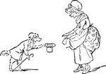 Scene from the nursery rhyme, "Old Mother Hubbard."