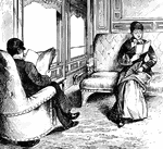 A man and a woman reading in a train compartment.