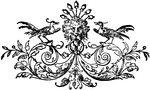 Ornate design with two birds.