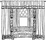 The Curtains and Window Hardware gallery offers 28 illustrations of window curtains, hooks, pins, awnings, screens, hangers, bolts and other hardware used with windows. For illustrations of windows themselves, please see the Windows gallery in the Architectural Elements collection.