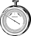 "The principal part of the aneroid barometer is a cylindrical air-tight box of metal closed by a corrugated top of thin elastic metal. The air is exhausted from the box, which is then sealed. Evidently, the pressure of the air on the outside of the cover will cause the cover to curve inwards, as the space inside of the cover is void of pressure, until the resistance due to the elasticity of the cover, aided by the resistance of a spring beneath it, is equal to the force exerted by the air." &mdash; Hallock, 1905