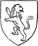 "The lion holds an important place among the animals born in coat-armor. As early as the 12th century, the king of beasts was assumed as an appropriate emblem by the sovereigns of England, Scotland, Norway, Denmark, the native princes of Wales, the counts of Flanders and Holland, and various other European potentates." &mdash; Chambers, 1881