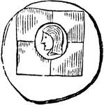 "The surrounding of the punchmark with a band bearing a name, and the introduction of a head in its center, gradually led to the perfect reverse. There is a remarkable series of so-called 'encased' coins struck in Magna Graecia, of which the reverse is an exact repition in concave of the relief of the obverse." &mdash; Chambers, 1881