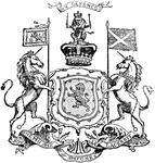 "Royal Arms of Scotland, previous to the Union." &mdash; Chambers, 1881