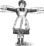 A young girl waving her arms in the air.