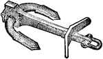 "The anchor is represented in the position in which it lies on the ground just before taking hold. The shank is made in one forging, is of rectangular section, having a shoulder for the stock to fit against, and is increased both in thickness and area at the crown; the arms with the palms are forged in one piece, and then bent to the required shape; one of the arms is passed through a hole in the crown and is kept in position by a bolt screwed through the end of the crown, so that its point reaches a little way into an indent made for it in the round part at the back of the arms." &mdash; Encyclopedia Britanica, 1893