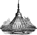 "The pagoda forms a very prominent feature in the architecture of Further India. A specimen of the Burmese style of temples is presented in the Shoemadoo." — Encyclopedia Britanica, 1893