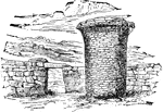 "Chulpa or Burial Tower, Peru." — Encyclopedia Britanica, 1893
