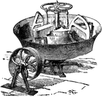 "The trough is a castiron basin, which turns on a vertical axis. The interior is provided with a kneader, shaped like a lyre, which first works up the dough and then divides it during the entire period of operation. Two other implements are also used, of a helical form, to draw out and inflate the dough in all directions, part by part, as is practised in kneading by hand." &mdash; Encyclopedia Britanica, 1893
