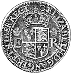 A coin struck in the reign of queen Elizabeth.