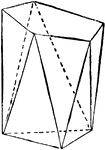 A solid having two parallel polygonal bases connected by triangular faces.