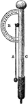 "The electrometer of Henley, sometimes called Henley's quadrant Henley electrometer, may be taken as the type of single pendulum electroscopes. It consists essentially of a pendulum A hinged to meter a verticle support C, which carries a vertical graduated semicircle B, by means of which the deviation of A from the vertical can be indicating the state of electrification of the prime conductors of electric machines. The stem is screwed into the conductor, and the divergence of the pendulum indicated roughly the charge." &mdash; Encyclopedia Britannica, 1893