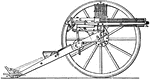 "A Gatling Gun ready for firing." &mdash; Encyclopedia Britannica, 1893