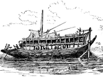 A broad flat bottom boat, used for transporting the products of India down the Ganges. It is from 40 to 65 feet long, lightly made, and capable of conveying heavy cargo.
