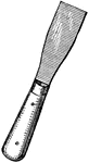 A knife with a blunt flexible blade, used by glaziers for laying on putty; a stopping knife.