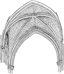 A ceiling vault divided into four parts.