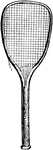 The instrument with which players at tennis and like games strike the ball with.
