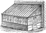 "The glass roof is commonly designed so as to form a uniform plane or slope from back to front in lean-to houses, and form center to sides in span-roofed houses. In some cases, however, the roof sashes are fitted up on the ridge-and-furrow principle invented by Sir Joseph Paxton." &mdash; Encyclopedia Britannica, 1893
