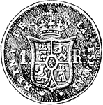 The back of a spanish real of Isabella II.