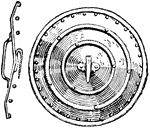 A buckler, or small round shield.