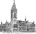 The Sheffield Town Hall was officially opened by Queen Victoria in 1897. The architect was Mr. E. W. Mountford.