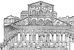 "Facade of old St. Peters Rome." &mdash; The Encyclopedia Britannica, 1910